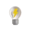 Bombilla de luz con un rayo amarillo, simbolizando una idea innovadora o una solución de alto impacto.