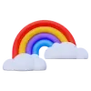 arcoíris colorido con nubes, representando la celebración de la diversidad y la unión de diferentes elementos.